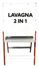 Lavagna 2 in 1 per Bambini 65x55x11 cm con Cavalletto in Legno Rosa-1