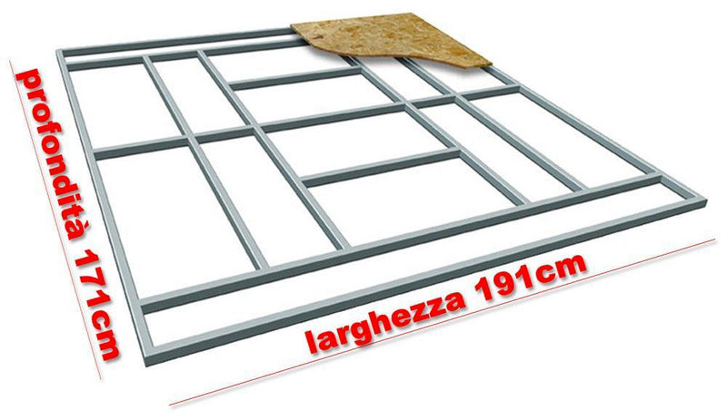 Base Supporto Pavimento per Casetta in Lamiera 191x171 cm Floor M-1