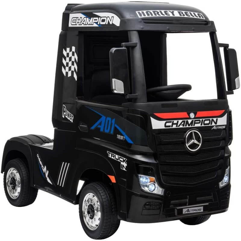 Camion Elettrico Truck per Bambini 12V Mercedes Actros Nero-3