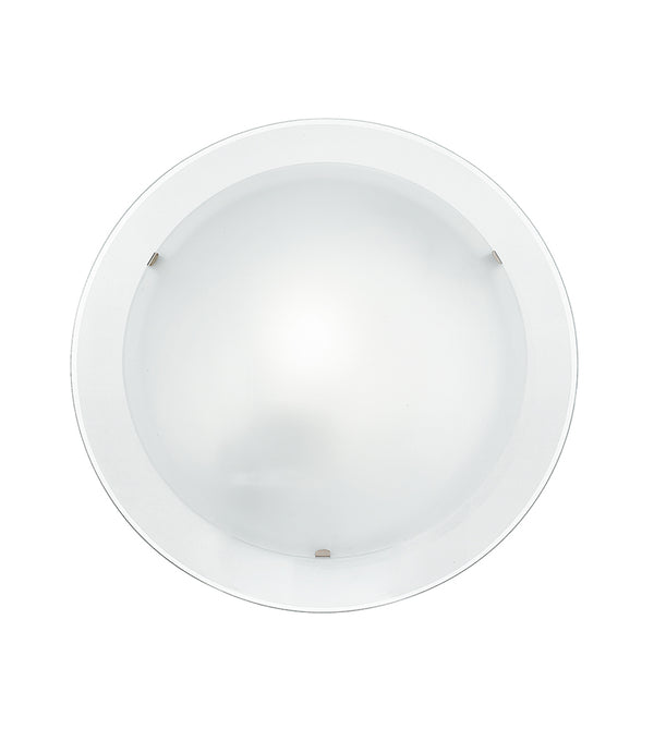 Plafoniera Tonda Doppio Vetro Bianco Satinato Bordo Trasparente Lampada Moderna E27 acquista