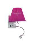 Applique Lampada Parete paralume Tessuto Viola Luce Orientabile Led 3 watt E14 Luce Naturale Intec I-090111-5D-1
