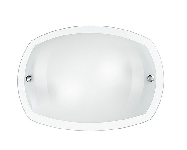 sconto Plafoniera Vetro Bianco Lucido Bordo Trasparente Lampada Moderna E27