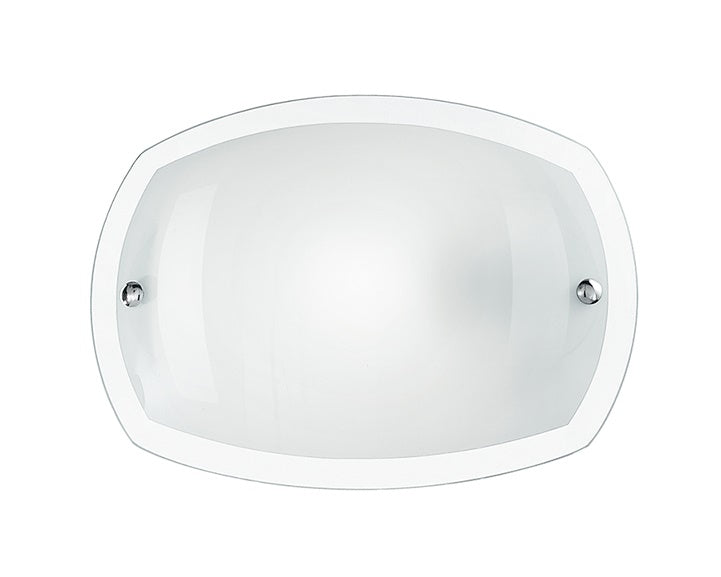 Plafoniera Tonda Vetro Bordo Trasparente Bianco Lucido Moderna E27 Ambiente I-180/00212-1