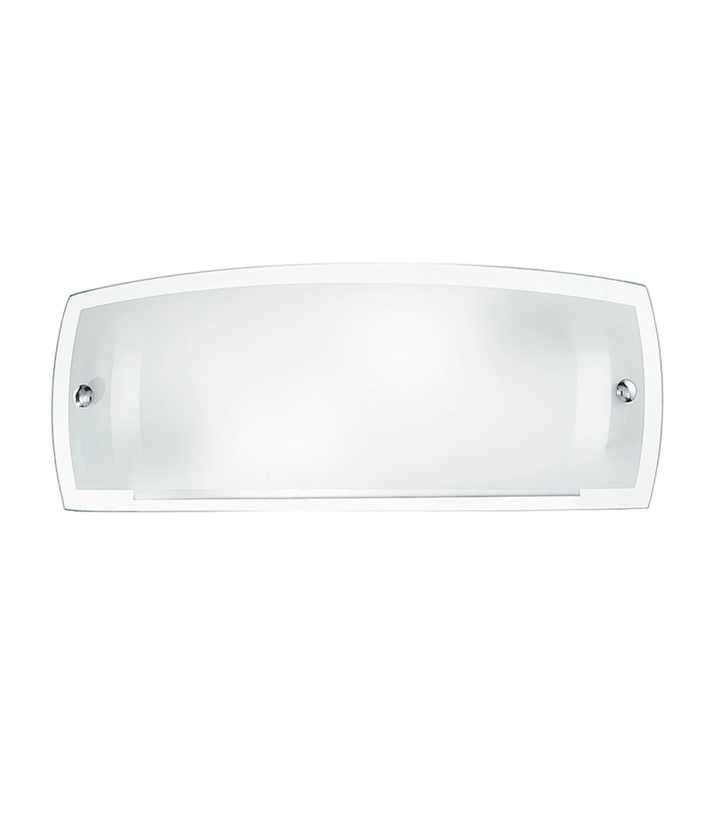 Applique Lampada Moderna Vetro Bordo Trasparente Bianco Lucido Interno E27 Ambiente I-180/00912-1