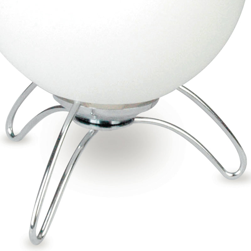 Lumetto Treppiedi Bianco Sferico Vetro Metallo Lampada Moderna E14 Ambiente I-192/00700-2