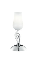 Lampada da Tavolo Classica Vetro Soffiato Bianco Trasparente Decoro Cromo E14 Ambiente I-ANGEL/L1-1