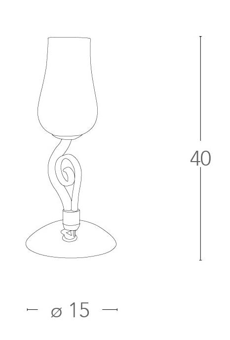 Lumetto Vetro Soffiato Bianco Trasparente Decoro Cromato Lampada da Tavolo Classica E14 Ambiente I-ANGEL/LM1-4