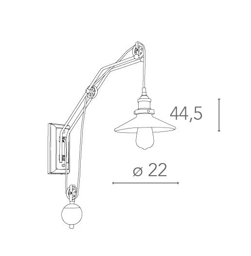 Applique Carrucole Rustica Metallo Vetro Specchio Lampada da Parete E27 Ambiente I-ARKITA-AP-4