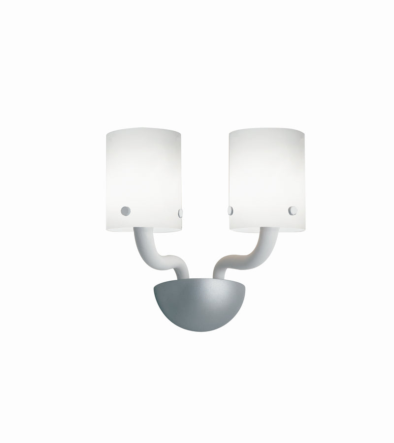 Applique Vetro Bianco Finiture Cromate Lampada da Parete Moderna E14 Ambiente I-AURORA-AP2-1