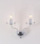 Applique Lampada Moderna Vetro Trasparente Finiture Cromo E14 Ambiente I-AURORA-AP2 TR-2