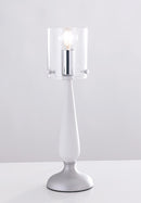 Lume Vetro Bianco Finiture Cromate Lampada da Tavolo Moderna E14 Ambiente I-AURORA-L1-1