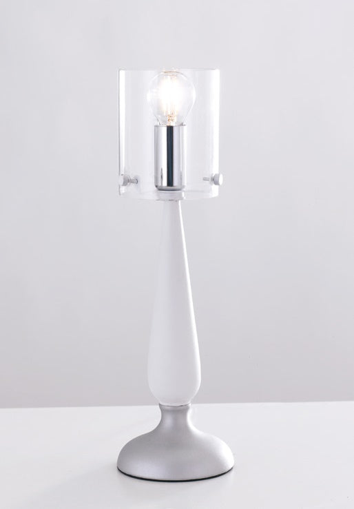 Lume Vetro Bianco Finiture Cromate Lampada da Tavolo Moderna E14 sconto