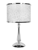 Lampada da Tavolo Metallo Cristallo K9 paralume Polivinilico Bianco Glitterato Classica E27 Ambiente I-BOEME/LG1-1