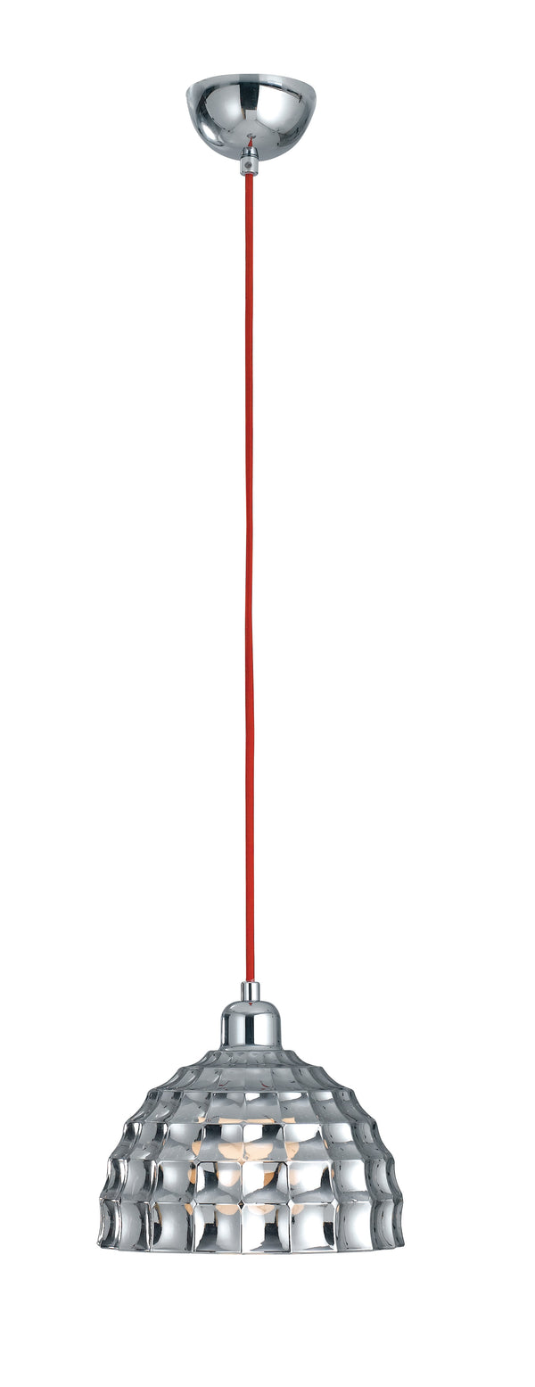 Sospensione Cavo Rosso Vetro Cromato decoro Quadri Lampadario Moderno E27 sconto
