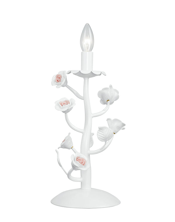 prezzo Lumetto Bianco Metallo Rose Ceramica Lampada da Tavolo Classica E14