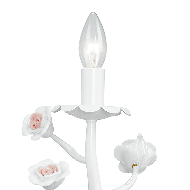 Lumetto Bianco Metallo Rose Ceramica Lampada da Tavolo Classica E14 Ambiente I-CUPIDO/L1-2