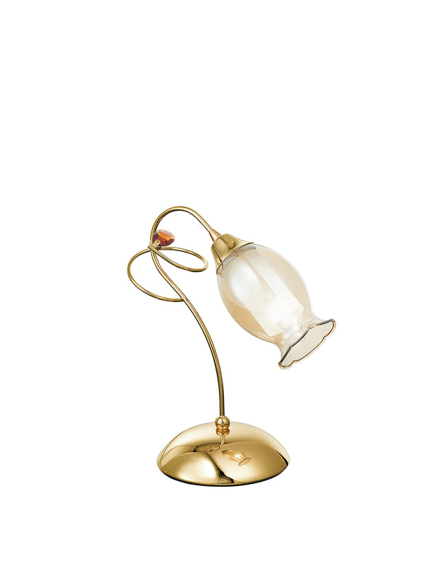 Lumetto Oro Elegante paralume Floreale Vetro decoro Cristallo K9 Lampada da tavolo Classica E14 acquista