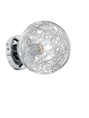 Applique Sferica Vetro Intreccio Fili Alluminio Lampada da Parete Moderna E14 Ambiente I-LAMPD/APM FILI-1