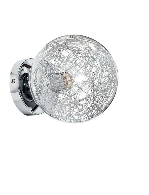 acquista Applique Sferica Vetro Intreccio Fili Alluminio Lampada da Parete Moderna E14