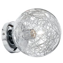 Applique Sferica Vetro Intreccio Fili Alluminio Lampada da Parete Moderna E14 Ambiente I-LAMPD/APM FILI-2