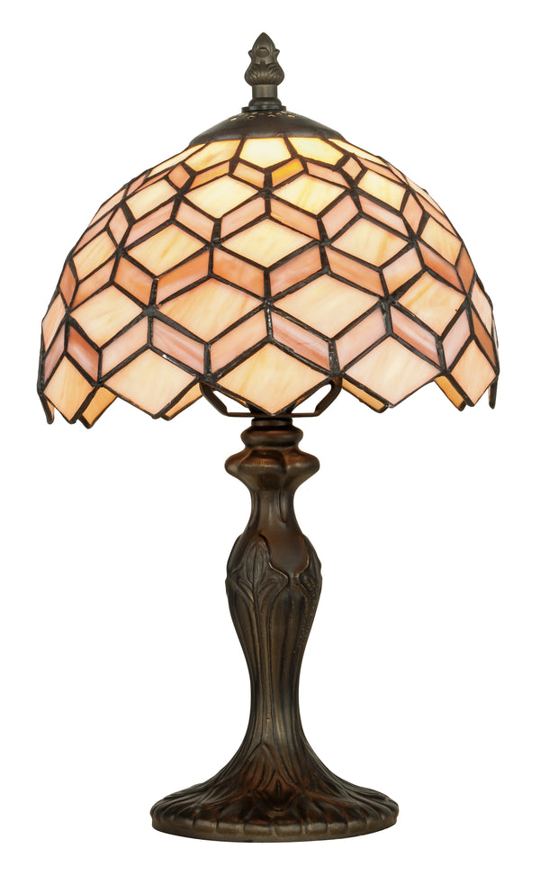 Lume Classico paralume Vetro Colorato Decoro Geometrico fusto Metallo Lampada da Tavolo E14 online