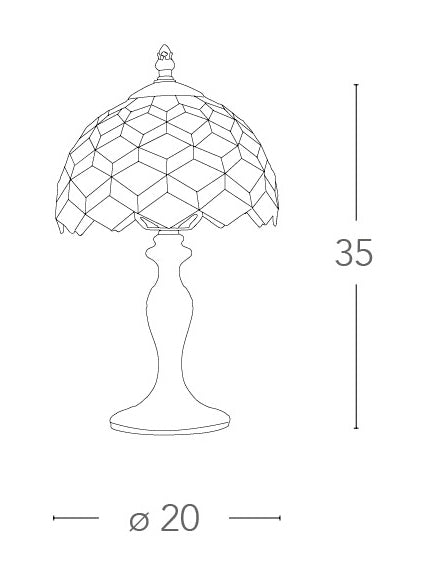 Lume Classico paralume Vetro Colorato Decoro Geometrico fusto Metallo Lampada da Tavolo E14 Ambiente I-LIBERTY-L1-4