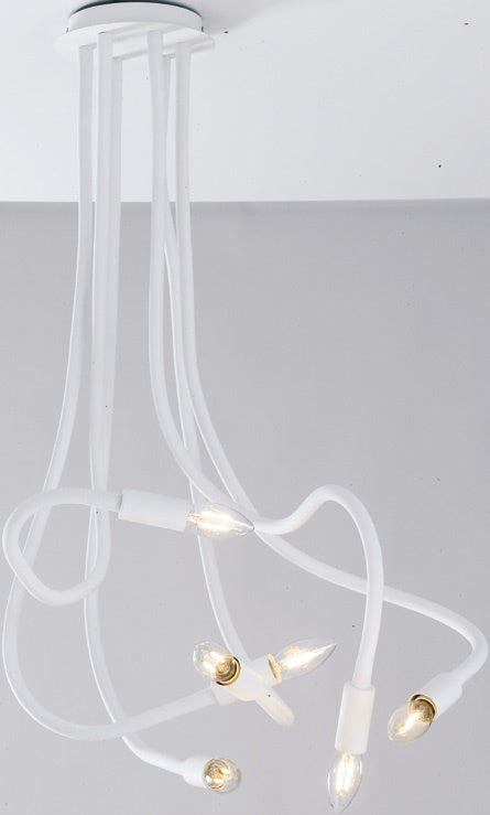Plafoniera 6 luci Flessibile Metallo Silicone Bianco Soffitto Moderna E14 sconto