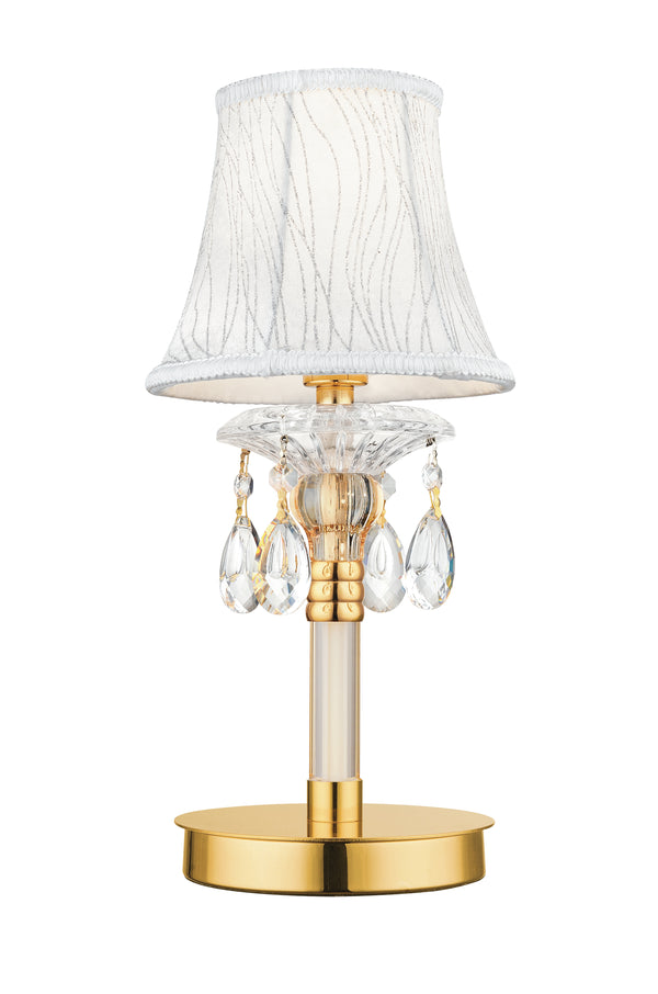 prezzo Lume Classico Oro Gocce Cristalli K9 paralume Tessuto Decorato Lampada da Tavolo E14