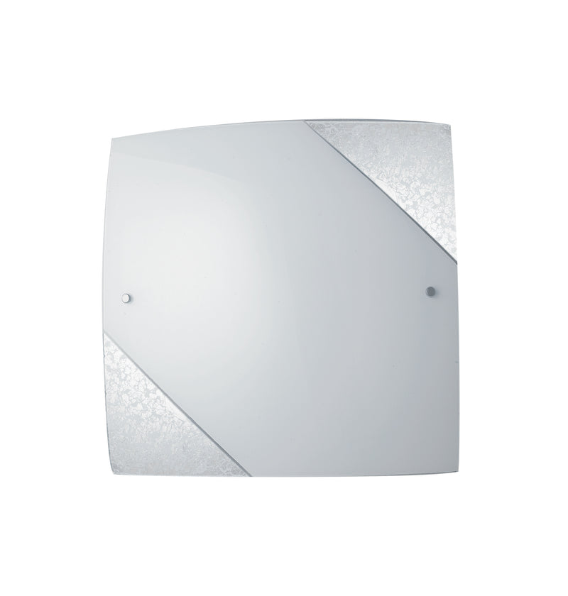 Plafoniera Quadrata Vetro Bianco Decoro Argento Soffitto Parete E27 Ambiente I-PARIS/3030-1