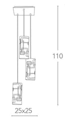 Lampadario 3 Sospensioni decoro Quadri Cromati Vetro Bianco Moderno E27 Ambiente I-TEOREMA/S3-4