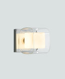 Applique Cubica Metallo Cromato Vetro Trasparente e Bianco Lampada da Parete Moderna G9 Ambiente I-YOGA-AP-1