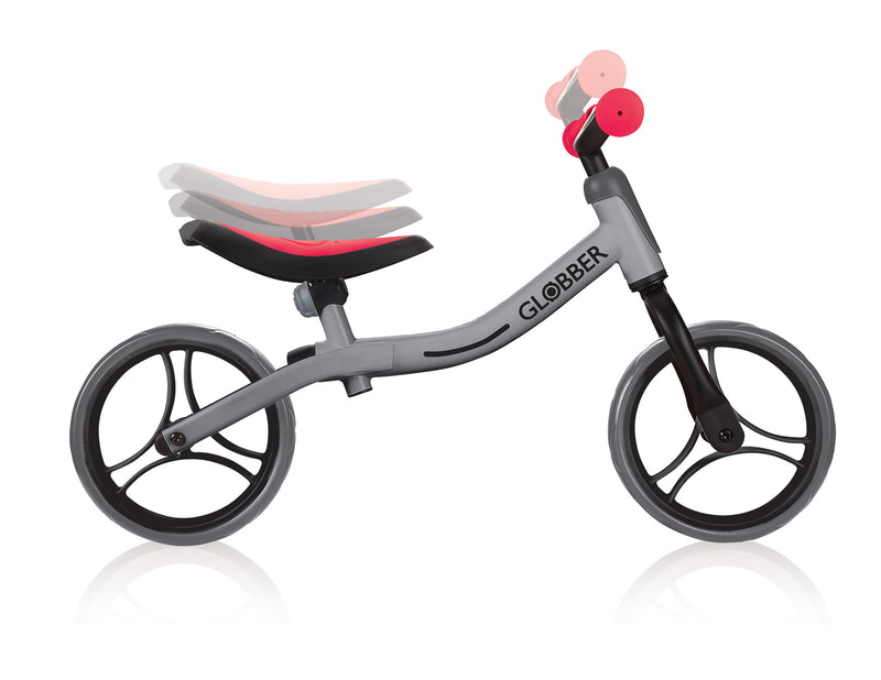 Bicicletta Pedagogica per Bambini 10" Senza Pedali Globber Go Bike Grigio e Rosso-5