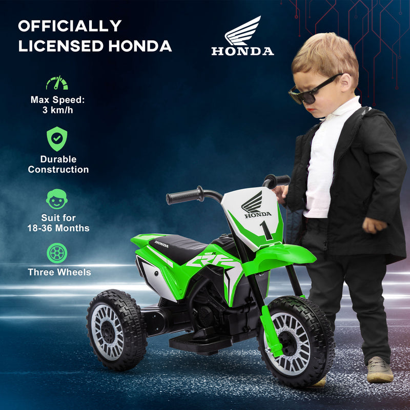 Moto Elettrica per Bambini 3 Ruote 6V con Licenza Honda CRF450RL Verde-4