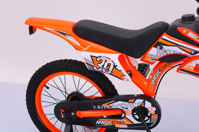 Bicicletta per Bambino 16" 2 Freni Magik-Bike Motocross Arancione-5