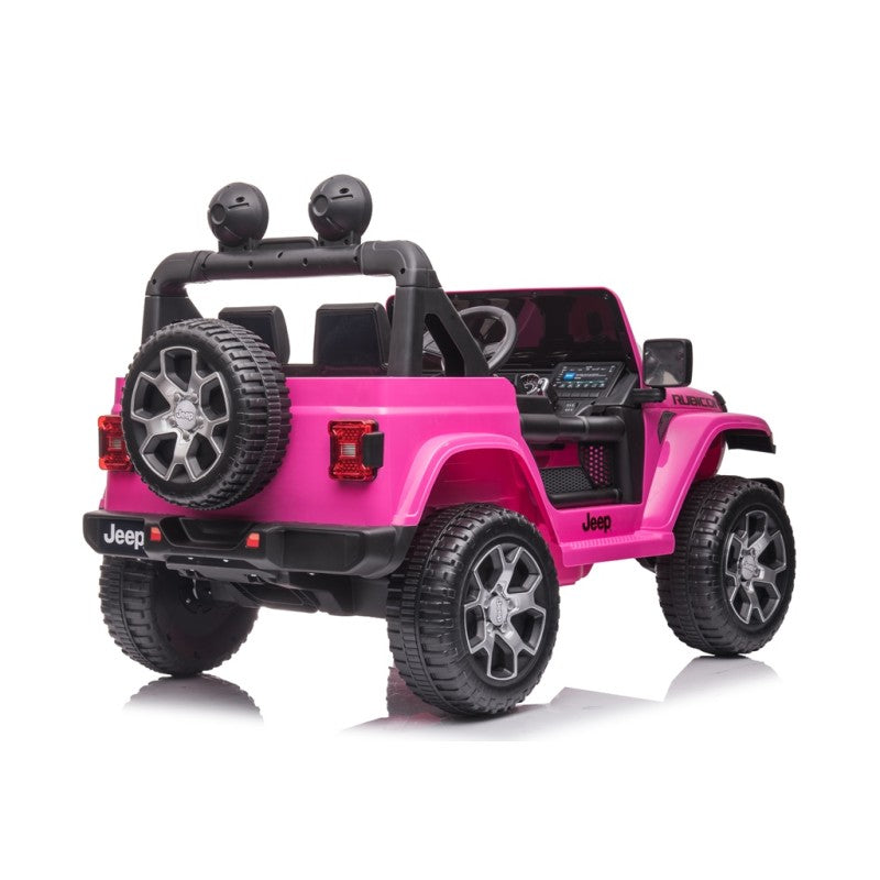 Macchina Elettrica per Bambini 12V 2 Posti con Licenza Jeep Wrangler Rubicon Rosa-8
