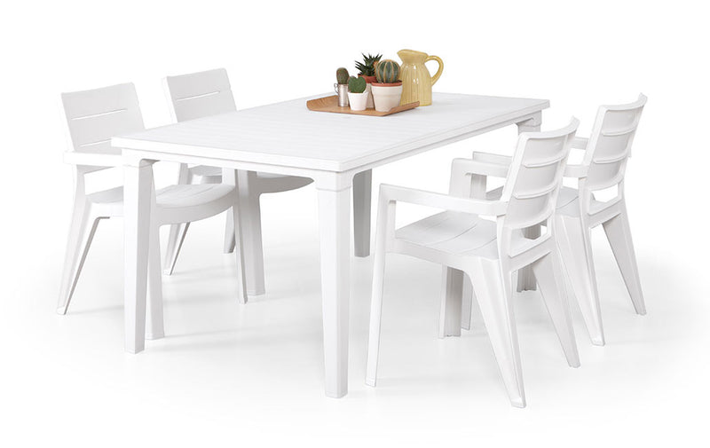 Tavolo da Giardino 165x94x74 cm in Resina Keter Futura Bianco-3