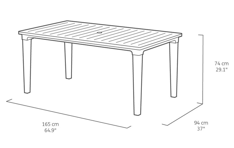 Tavolo da Giardino 165x94x74 cm in Resina Keter Futura Bianco-4