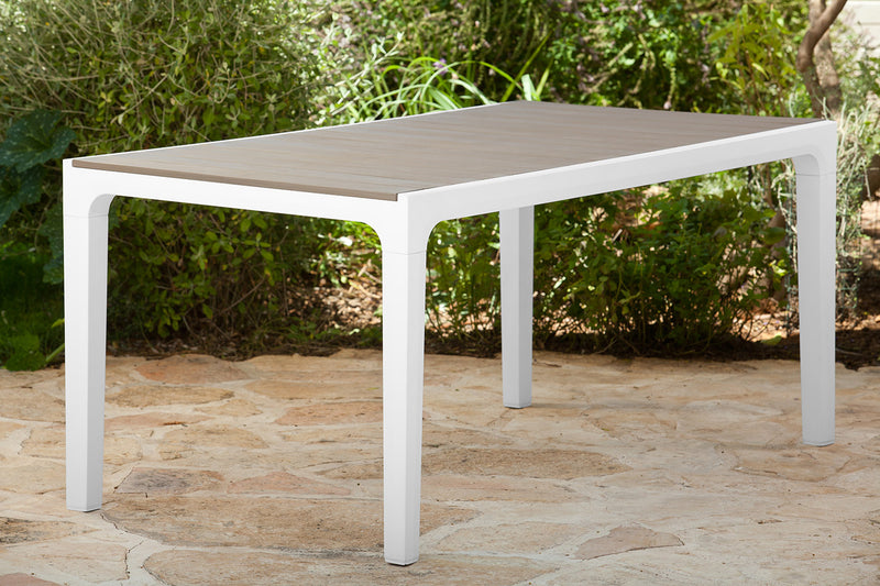 Tavolo da Giardino 160x90x74 cm Keter Harmony Bianco e Cappuccino-2