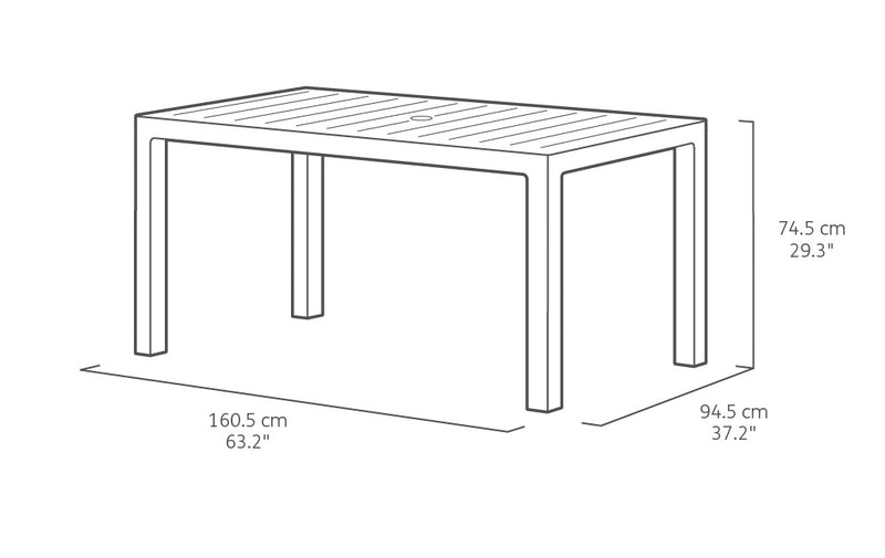 Tavolo da Giardino 160,5x94,5x74,5 cm in Resina Keter Melody Bianco-3