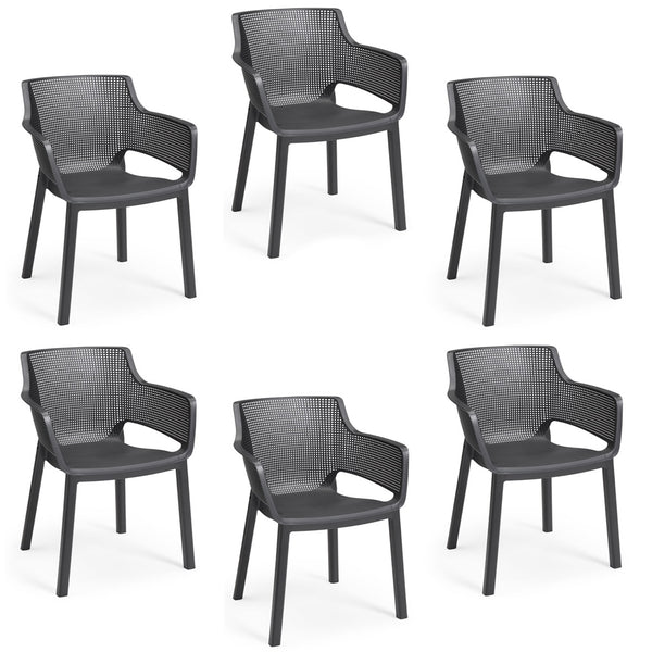 online Set 6 Sedie da Giardino 61x54x79h cm Elisa Chair Grafite