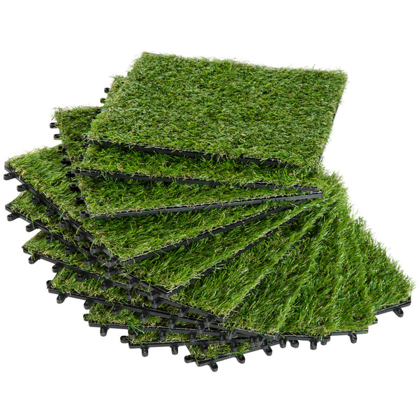 Set 10 Piastrelle Prato Artificiale per Giardino Densità 6500 30x30 cm Erba Sintetica Verde sconto