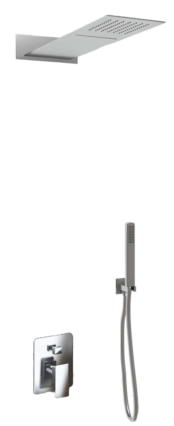 Kit Doccia Soffione Doccino Miscelatore e Cascata in Acciaio Inox 55x23 cm da Parete Rek prezzo