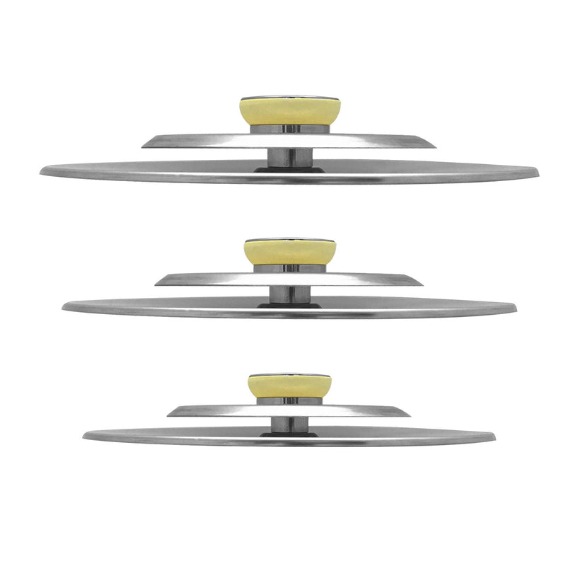 3 Coperchi Antiodore Cooker Ventur Magic in Acciaio Inox 26, 30, 34 Cm Beige-5