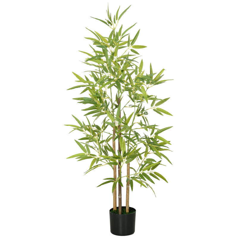 Pianta Artificiale di Bambù da Interno H120 cm con Vaso Verde-1