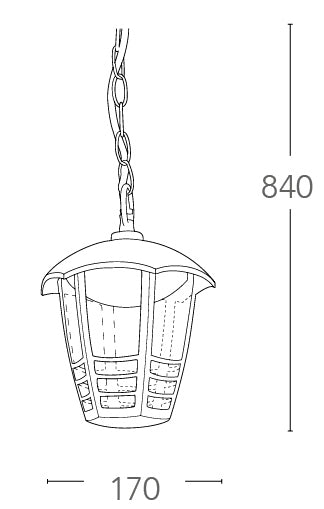 Lanterna Sospensa Catena con Griglia Alluminio Nero Diffusore Policarbonato Led 12 watt Luce Naturale Intec LANT-CLOE/S1-4