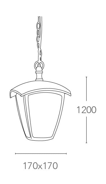 Lanterna Sospensione Catena Alluminio Nero Diffusore Policarbonato Led 12 watt 4000 kelvin Intec LANT-LADY/S1-4