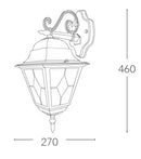 Lanterna Verso Basso Diffusore Decorato Alluminio Nero Oro Impermeabile E27 Intec LANT-PISA/AP1B-4
