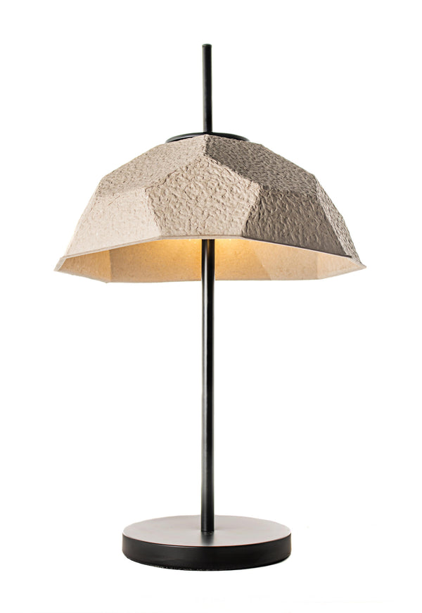 Lampada da Tavolo Ø37xH60 cm in Cartone Riciclato e Metallo Egg Tortora e Nero-1