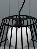 Lampada a Sospensione Ø20/35xH120 cm in Metallo Cage Nero-4