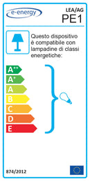 Applique 1xE27 Montatura Argento Vetro Lastra Serigrafato Bianco E-Energy Lea-2